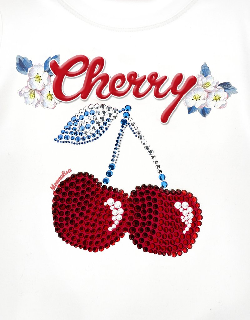 Monnalisa t-shirt wit cherry in kersen