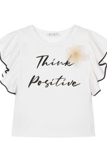 Elsy t-shirt wit  think positive zwart brede mouw