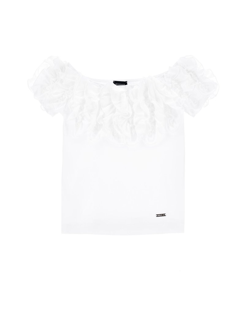 Monnalisa top t-shirt wit ruches