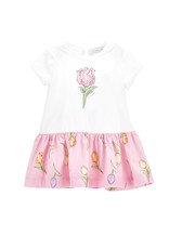 Monnalisa jurk tulp fairytale wit roze beer rozen