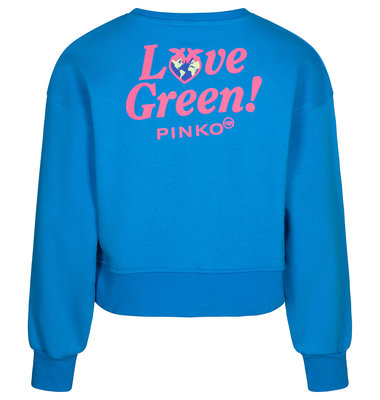 Pinko Up sweater azuur blauw print fluo fuchsia