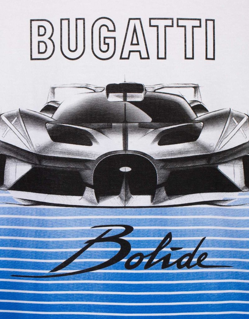 Bugatti wit t-shirt met kobaltblauwe strepen voor