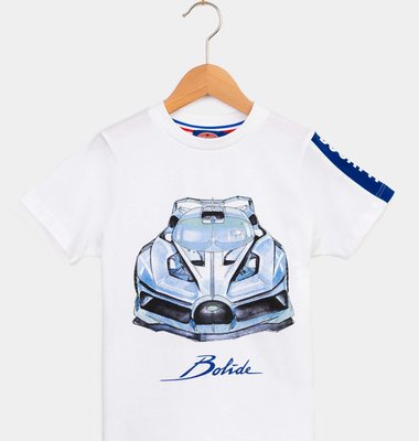 Bugatti wit t-shirt km en blauwe  autoprint