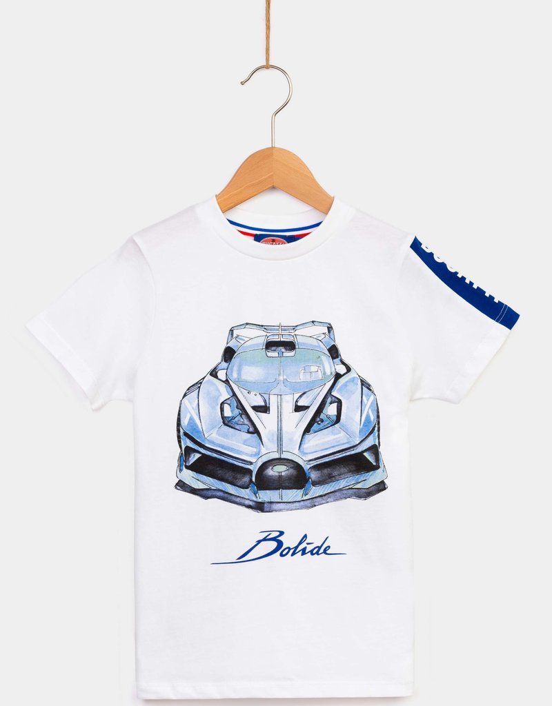 Bugatti wit t-shirt km en blauwe  autoprint