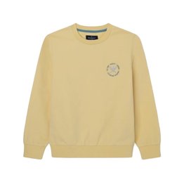 Hackett sweater effen lichtgeel logo