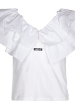 MSGM t-shirt wit jersey stretch popeline kraag