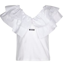 MSGM t-shirt wit jersey stretch popeline kraag