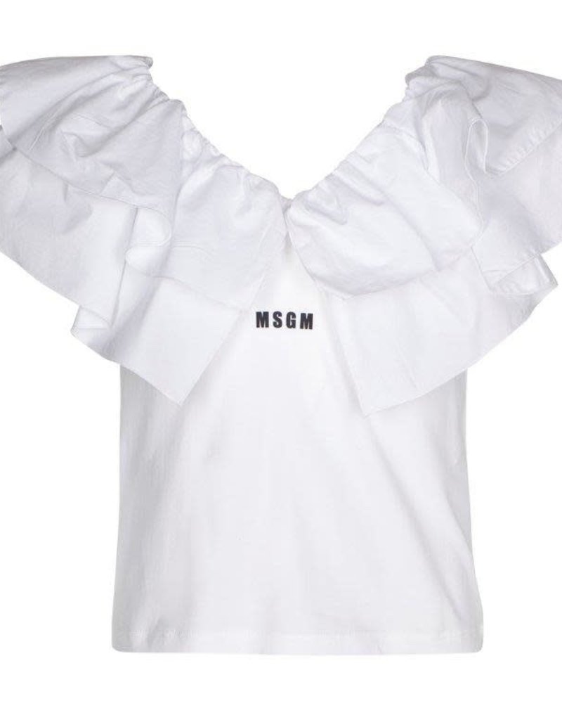 MSGM t-shirt wit jersey stretch popeline kraag