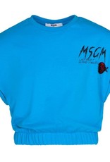 MSGM t-shirt jersey cropped azuur blauw