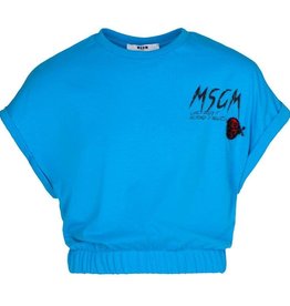 MSGM t-shirt jersey cropped azuur blauw