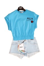 MSGM t-shirt jersey cropped azuur blauw