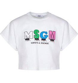 MSGM t-shirt jersey cropped wit logo meerkleurig