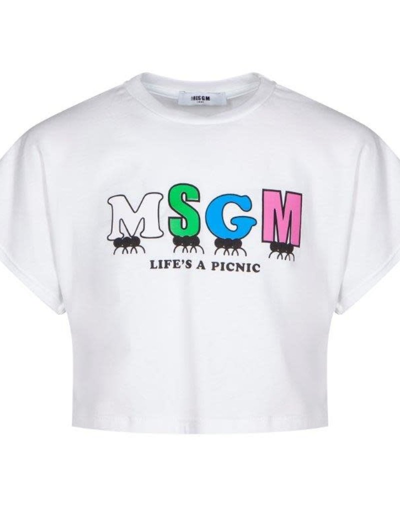 MSGM t-shirt jersey cropped wit logo meerkleurig