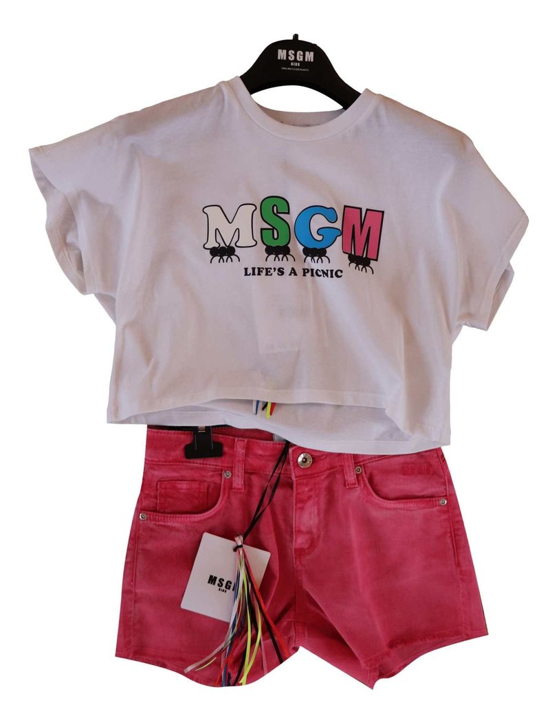 MSGM t-shirt jersey cropped wit logo meerkleurig