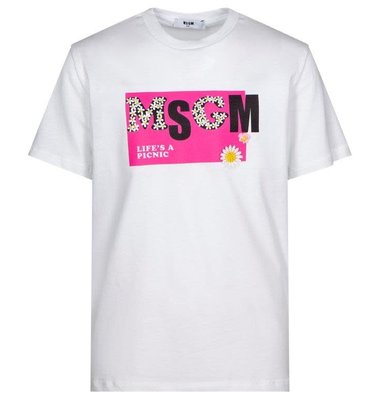 MSGM t-shirt wit logo bloemetje