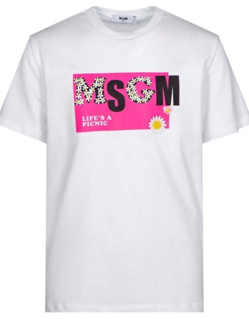 MSGM t-shirt wit logo bloemetje