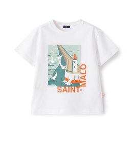 Il Gufo t-shirt wit saint malo oranje