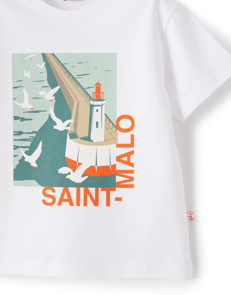 Il Gufo t-shirt wit saint malo oranje