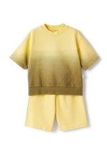 Il Gufo set short met t-shirt geel bruin degrade