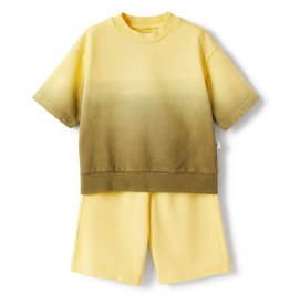 Il Gufo set short met t-shirt geel bruin degrade