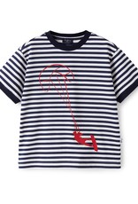 Il Gufo t-shirt streep wit blauw parachute