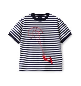 Il Gufo t-shirt streep wit blauw parachute