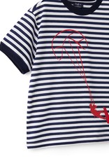 Il Gufo t-shirt streep wit blauw parachute