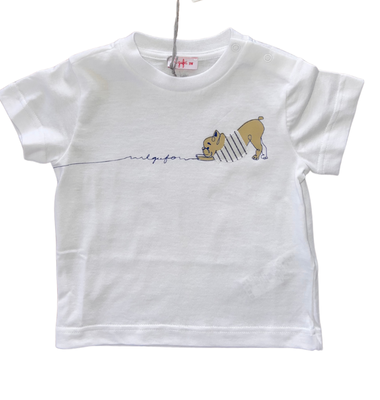 Il Gufo t-shirt wit hondje blauw