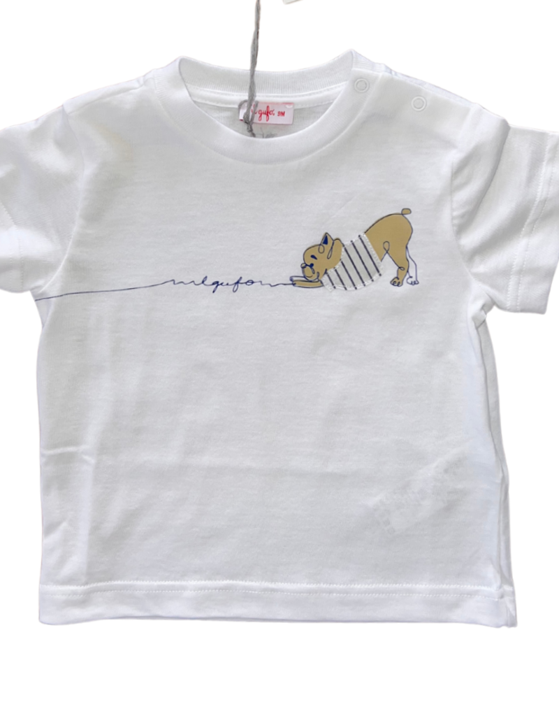 Il Gufo t-shirt wit hondje blauw