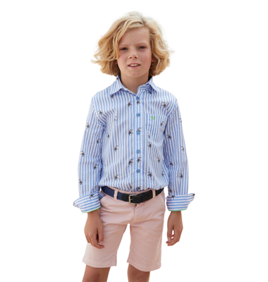 Blue Bay Party hemd streep wit blauw kaketoe Christophe