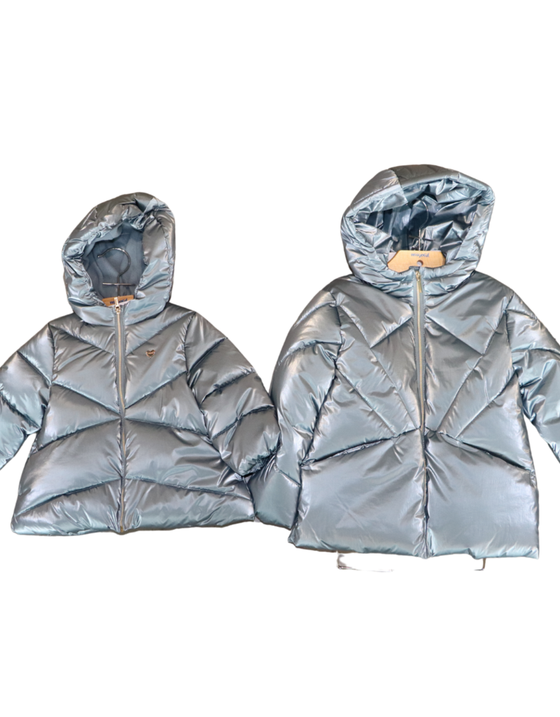 Mayoral ijsblauwe donsjas met rits en kap