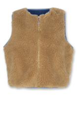 Ao76 bodywarmer teddy bruin donkerbeige