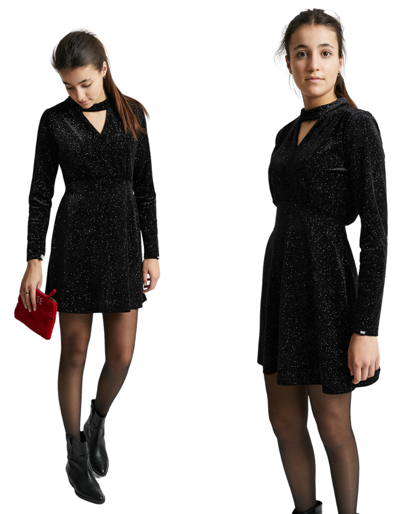 Indee velours glitter dress zwart Oprah