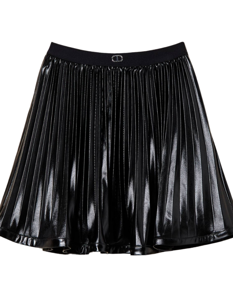 Twinset zwarte plisse rok met elastieken tailleband