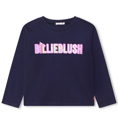 Billieblush basis t-shirt blauw met kleuren logo