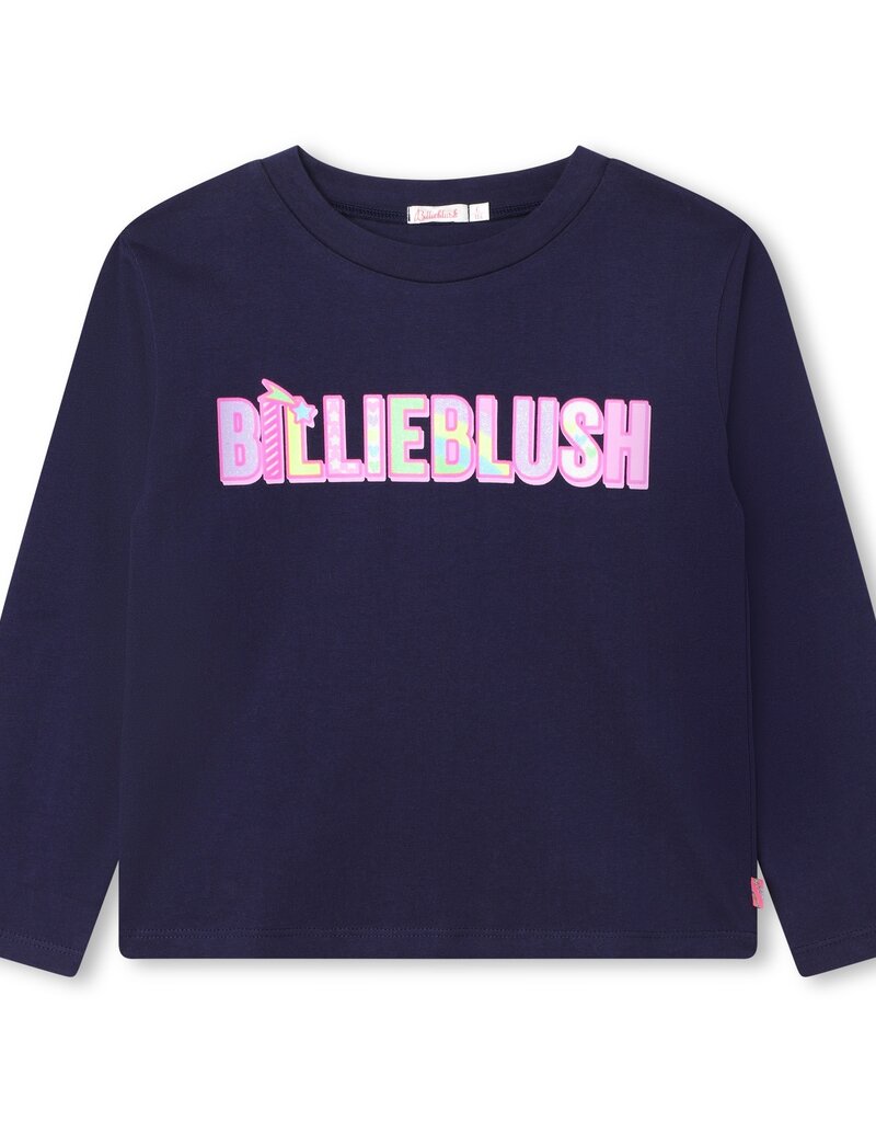 Billieblush basis t-shirt blauw met kleuren logo