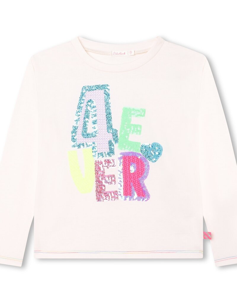 Billieblush ecru t-shirt met 4-ever in kleur