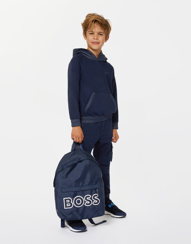 Boss marine sweater met kap en steekzakken