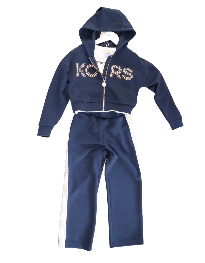 Michael Kors donkerblauwe broek sweat met band met logo