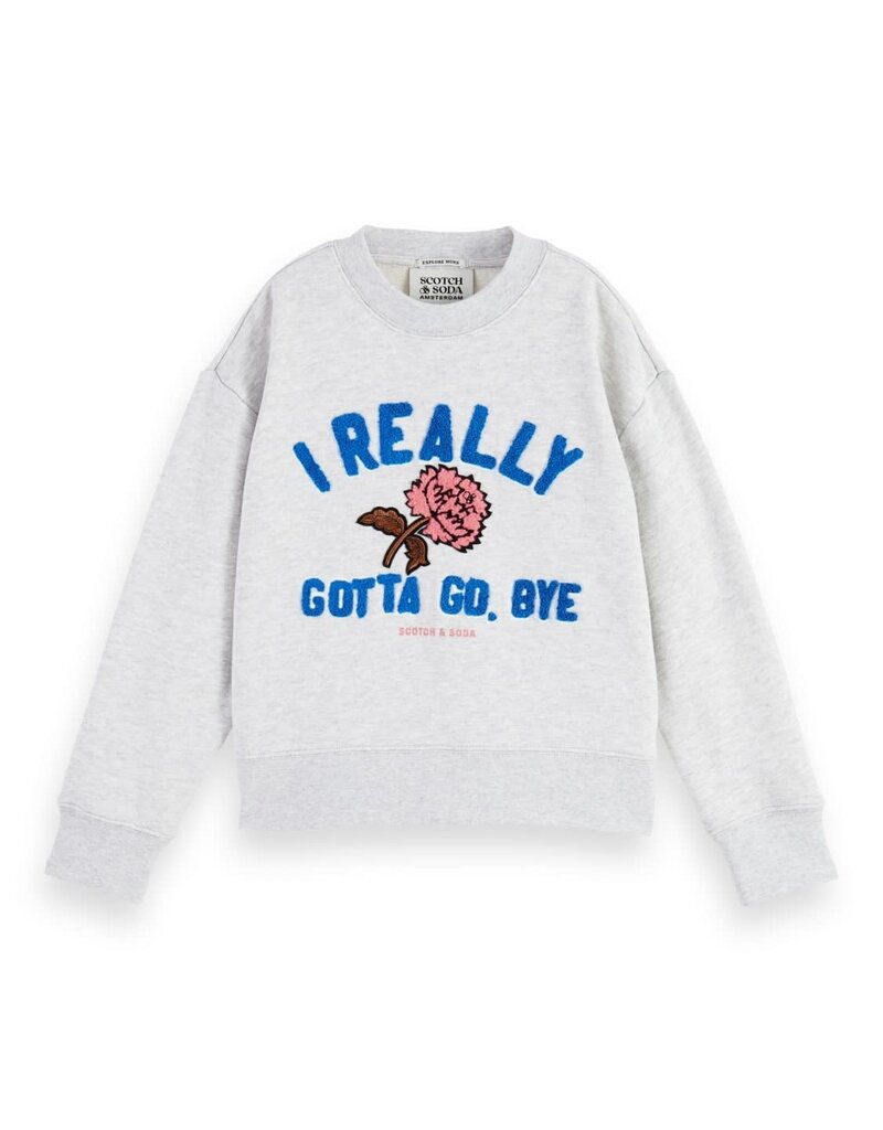 Scotch&Soda sweater grijs oversized artwork cobalt