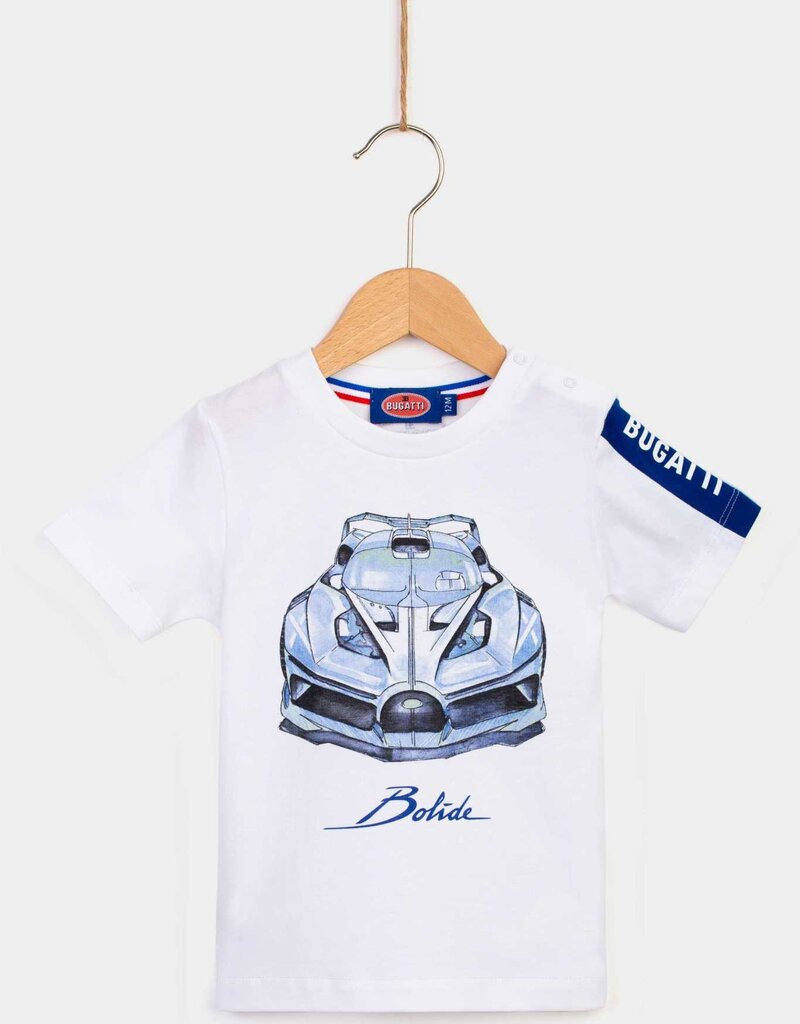 Bugatti wit t-shirt km en blauwe  autoprint