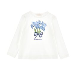 Monnalisa ecru t-shirt met blauwe bloemen