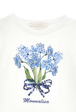 Monnalisa ecru t-shirt met blauwe bloemen