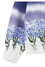 Monnalisa gilet met kap en rits in blauw met bloemen