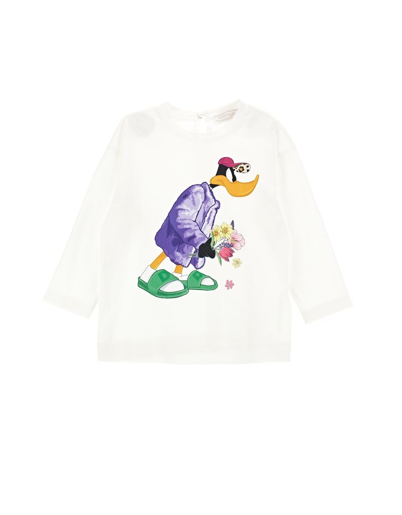 Monnalisa ecru t-shirt oversized met daffy duck