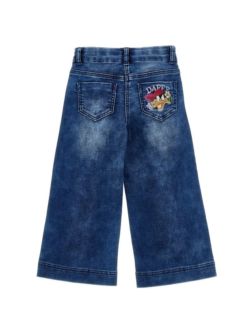 Monnalisa blauwe jeans broek recht model met daffy