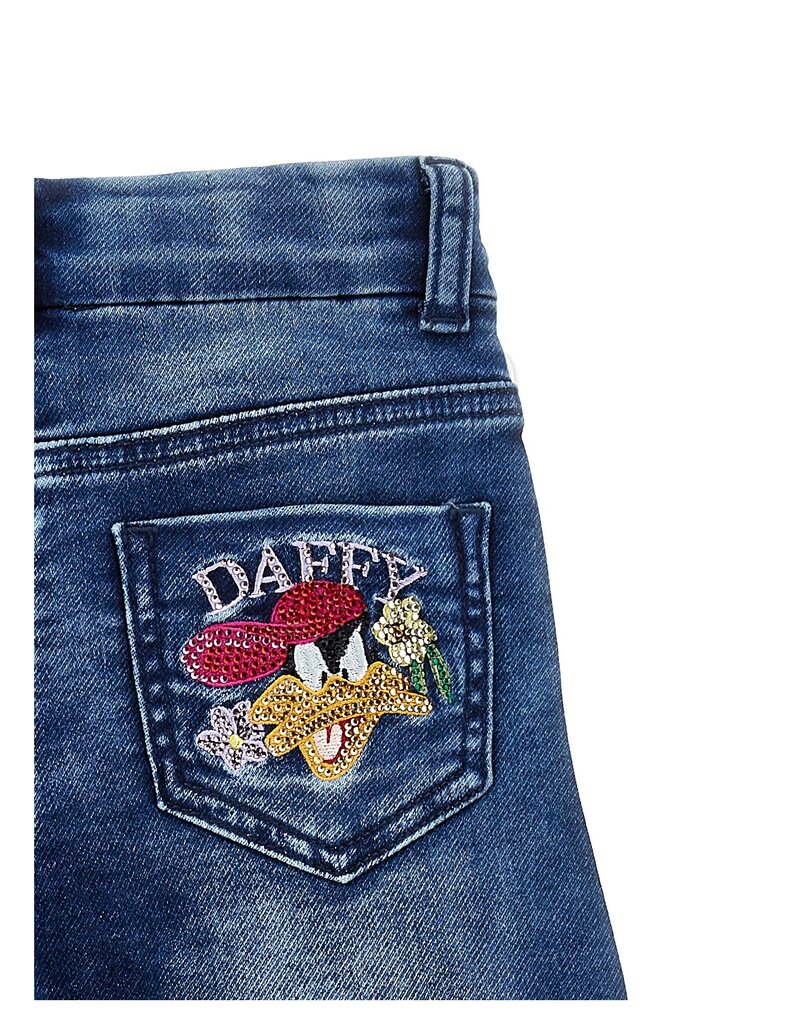 Monnalisa blauwe jeans broek recht model met daffy