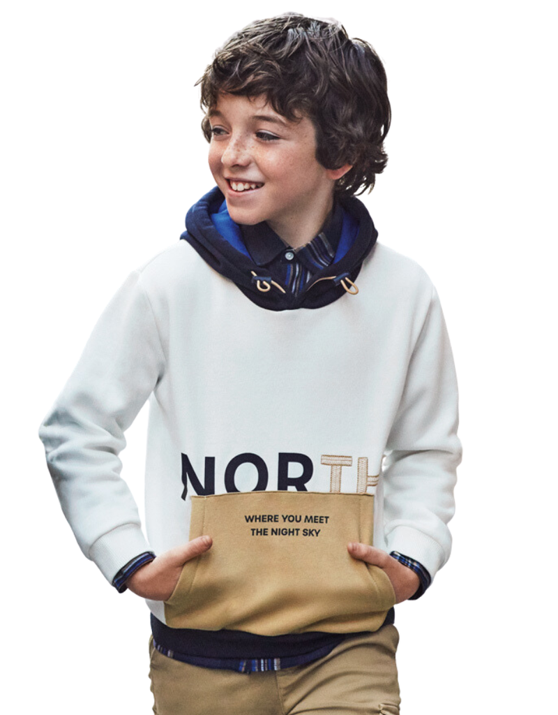 Mayoral ecru hoodie steekzakken north