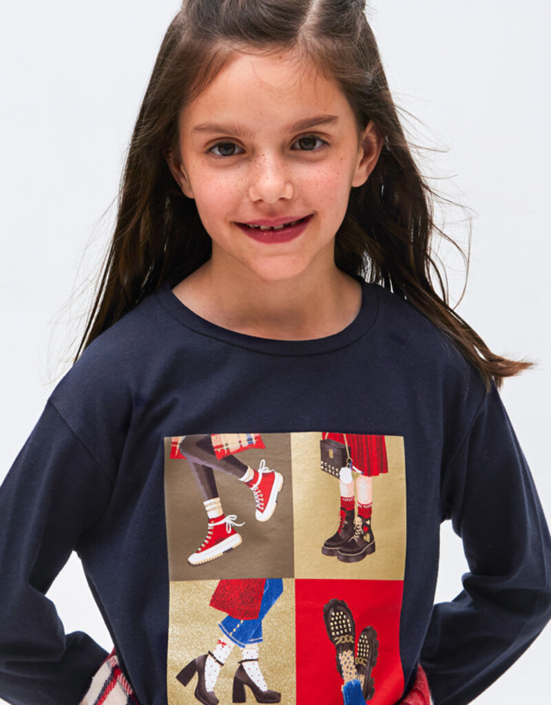 Mayoral donkerblauw t-shirt met schoenen print