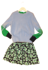 Blue Bay rok print met groen en blauw daisy